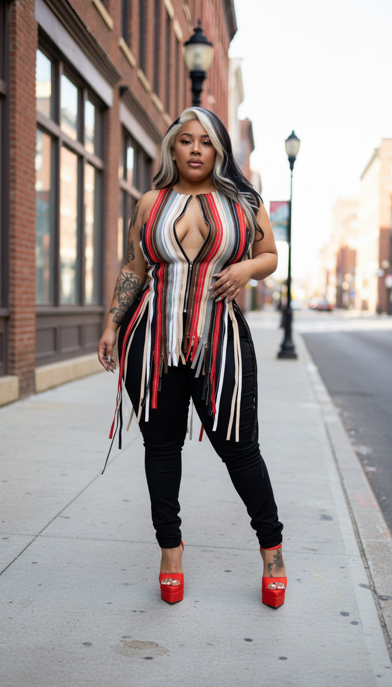 Caution · Multi-Color Zipper Vest