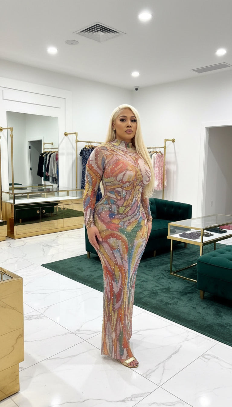 Monalisa · Brushstroke Maxi Gown