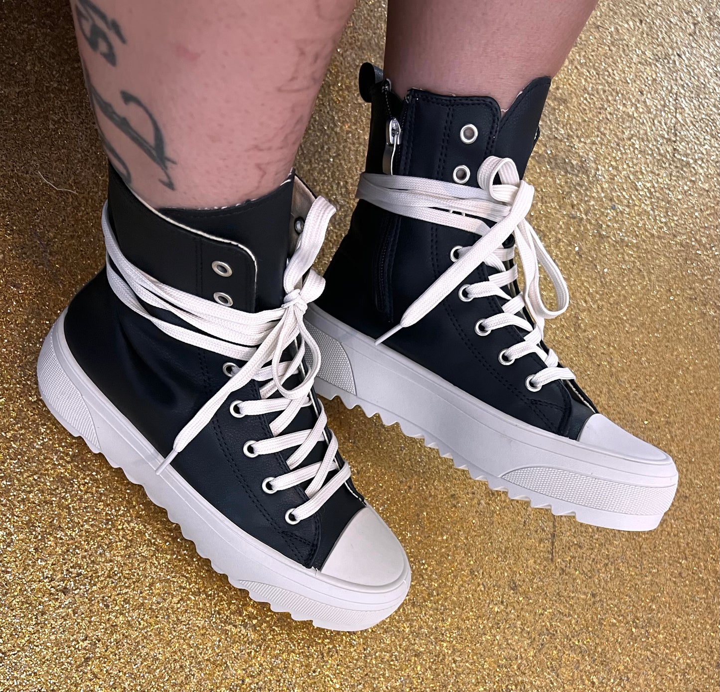 Street Smart · Black Platform High-Top Sneaker