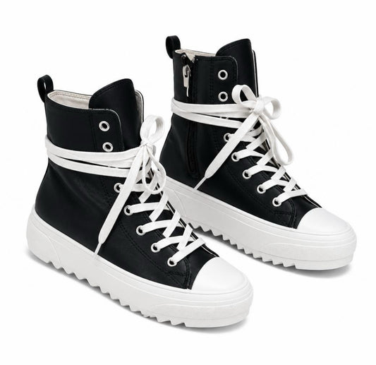 Street Smart · Black Platform High-Top Sneaker