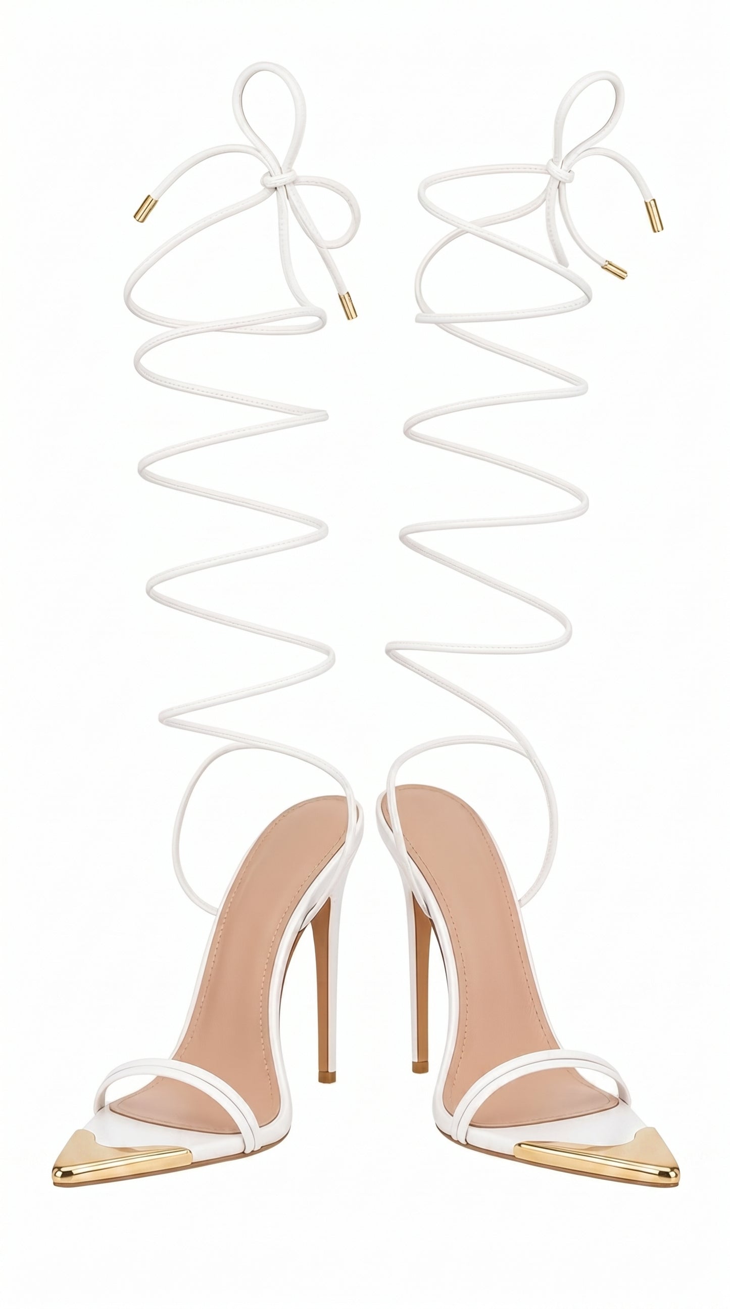 Wrap Around · White Strappy Stiletto Sandal
