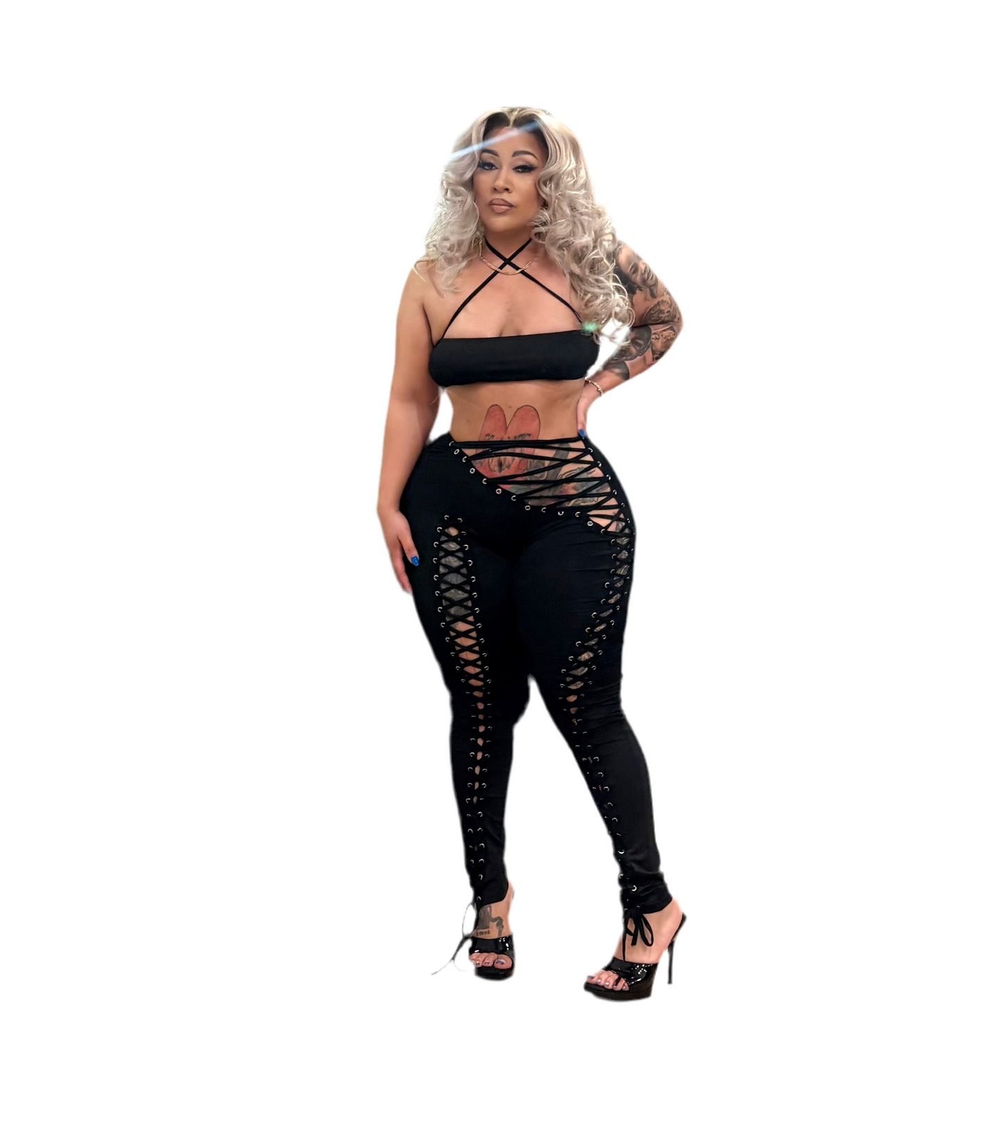 Lace Front · Lace-Up Two-Piece Set
