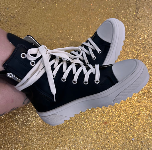 Street Smart · Black Platform High-Top Sneaker