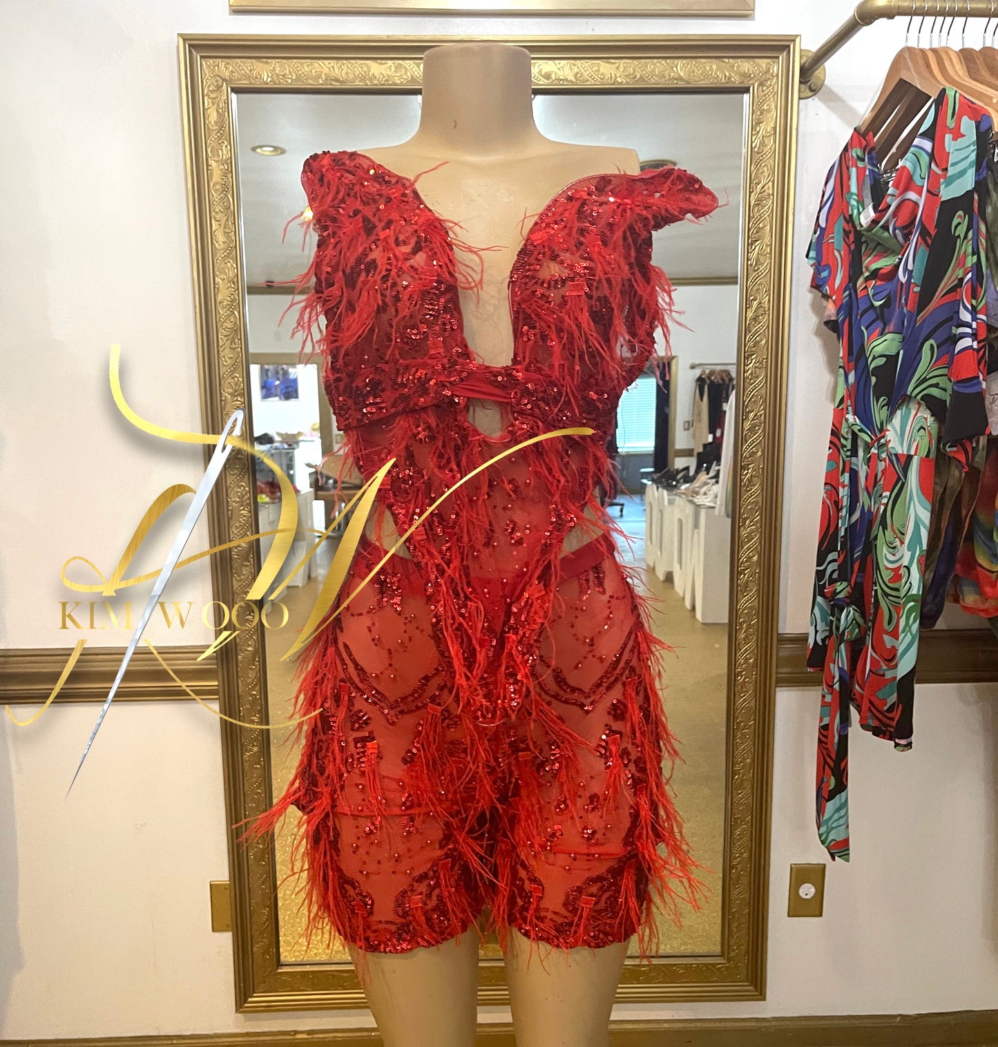 Phoenix · Custom Couture Mini — Fire Red Feathered