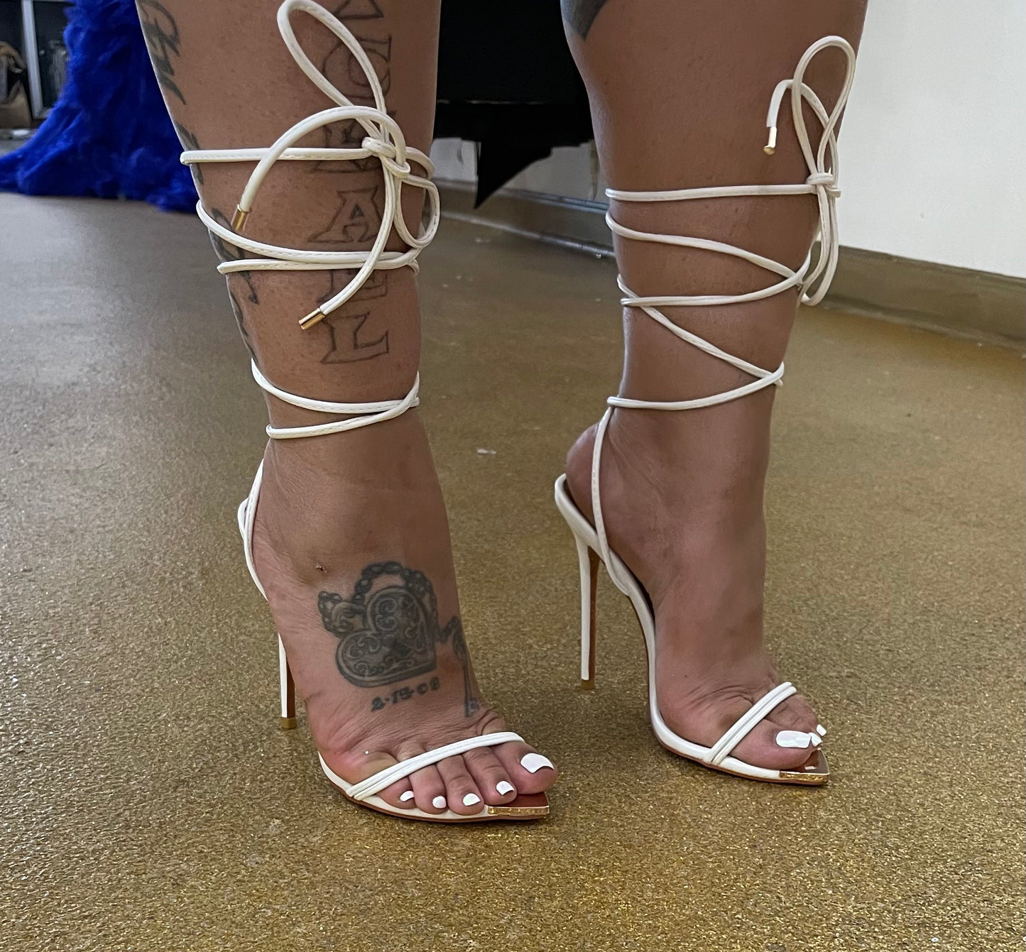 Wrap Around · White Strappy Stiletto Sandal